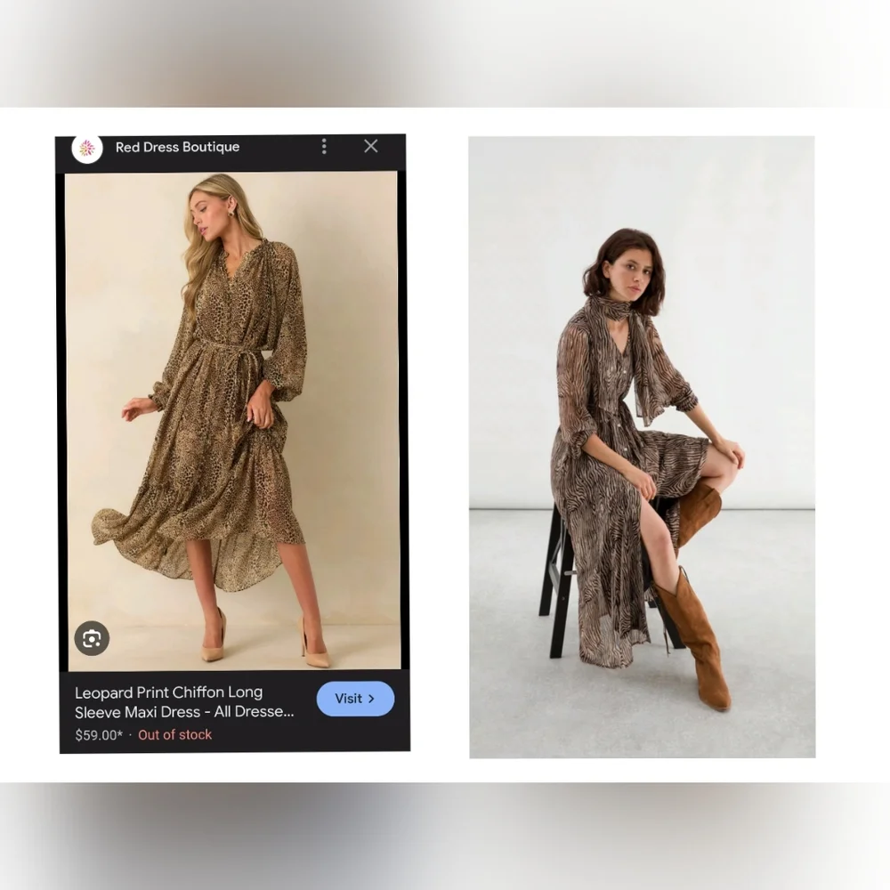 Chic Long Sleeve Brown Dress - Picture 5 of 9